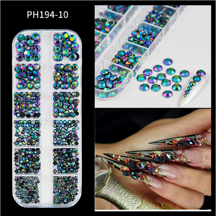 PH140/PH194/12 Grid Nail Stone Box Nail Art Rhinestone Mask Queen Nepal