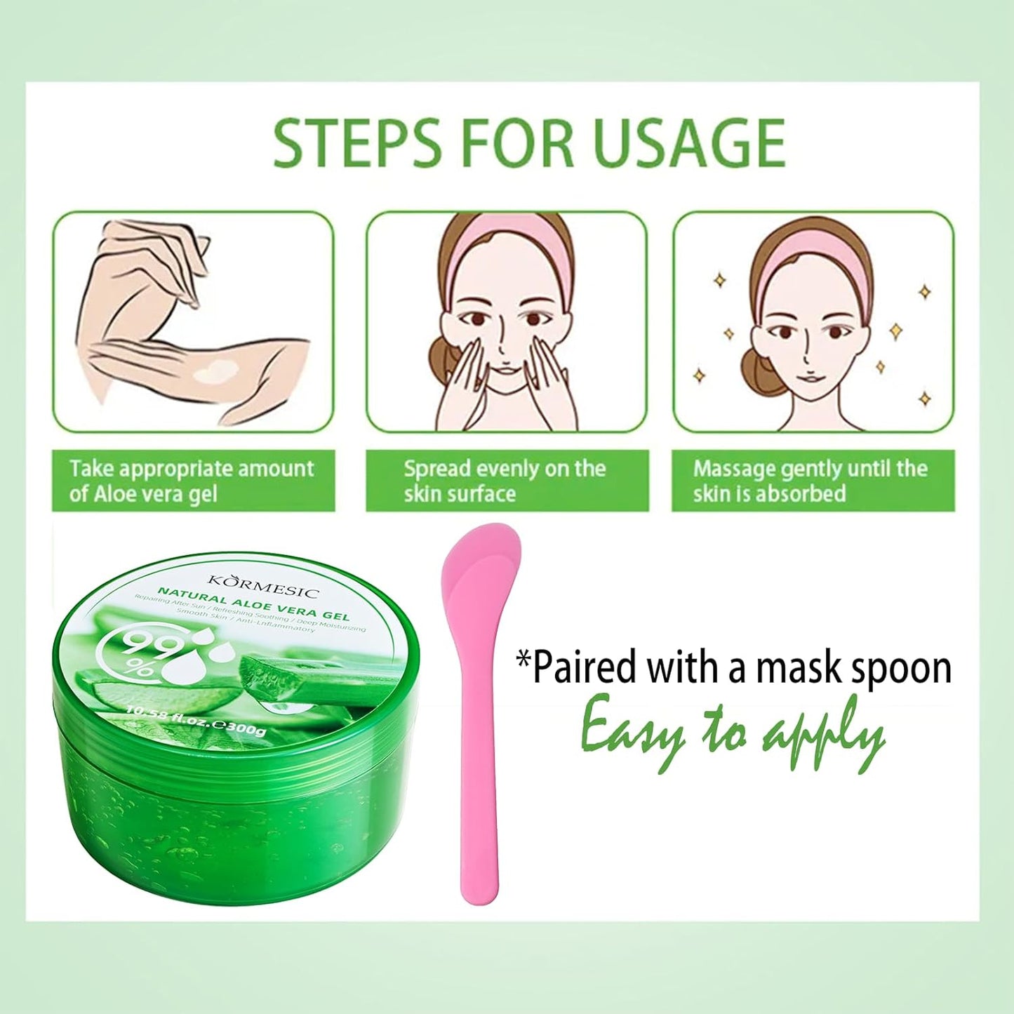 KORMESIC 99% Aloe Vera Gel 300g Organic Moisturizing Cream Easy Beauty Nepal