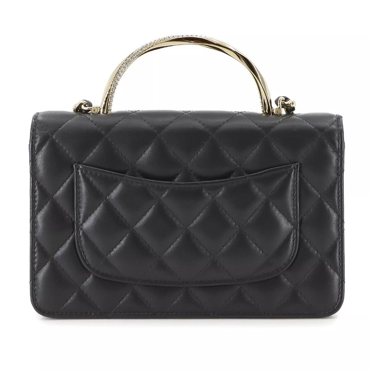 CHANEL Matelassé Chain Wallet Leather Black Rhinestone Bag Easy Beauty Nepal