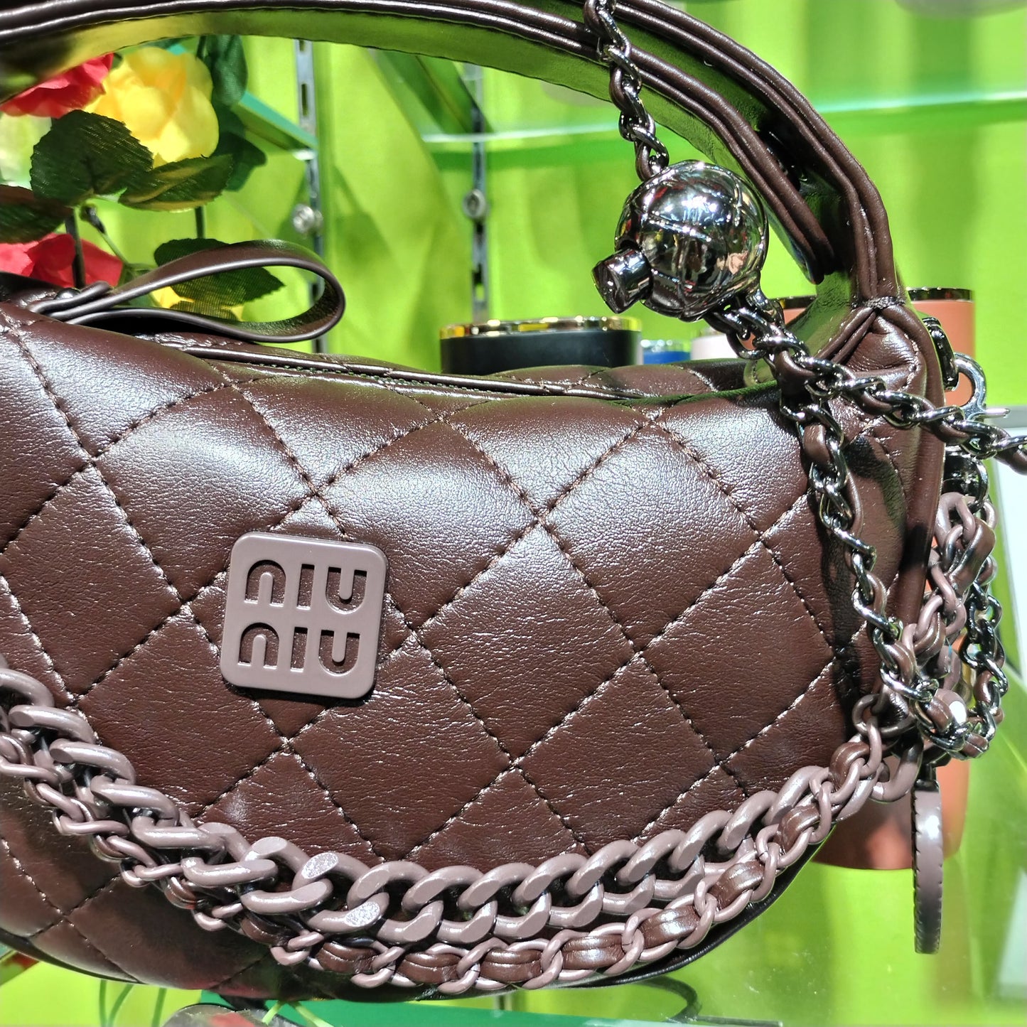 Miu Miu Fleming Soft Mini Crescent Women's Brown Clutch Bag Easy Beauty Nepal