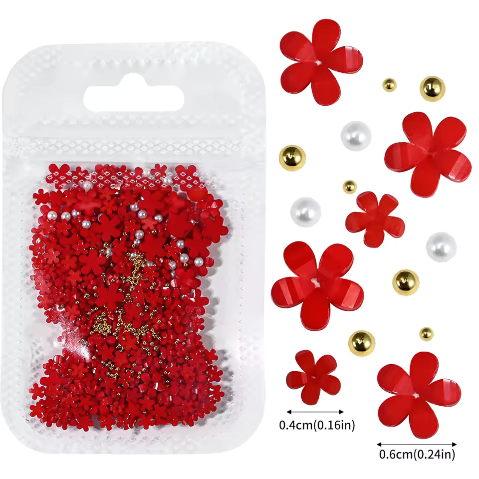 Flower Nail Art Rhinestones 3D Mixed Pearl Gold Beads Mask Queen Nepal