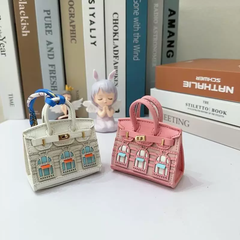 Top Grain Leather Mini Bag Charm Keyring Easy Beauty Nepal