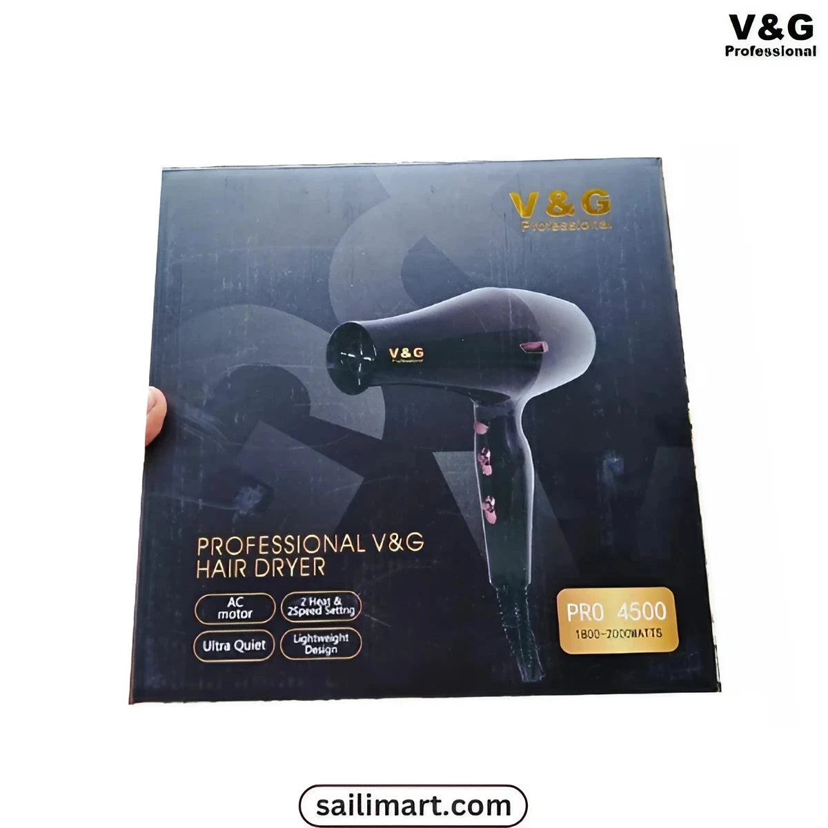 V&G Professional Hair Dryer Pro 4500 – Ultra Quiet 2200W with AC Motor Mask Queen Nepal