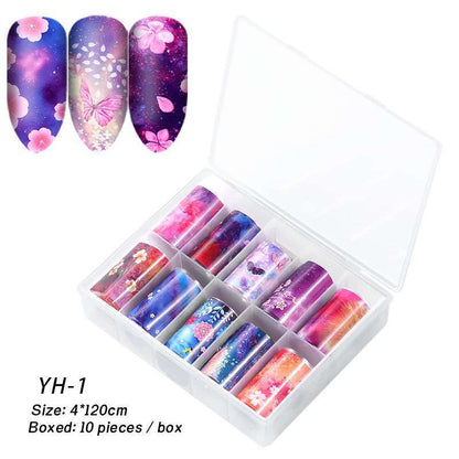 Nail Foil Transfer Sticker Decals Colorful Holographic Transfer Nail Foils Manicure Tips Decoration Mask Queen Nepal