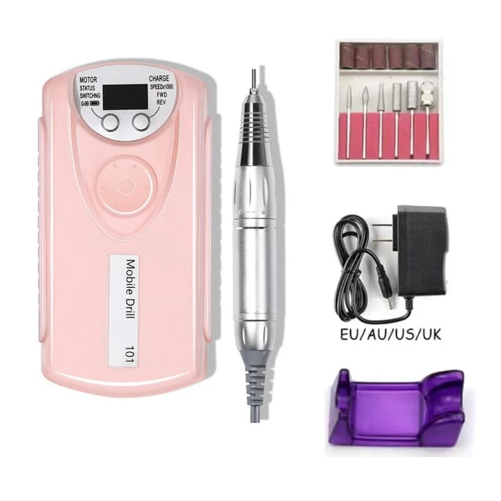 LCD Nail Drill Machine Electric Nail File Rechargeable Engraving Tools Quiet Cordless Manicure Pedicure Mask Queen Nepal