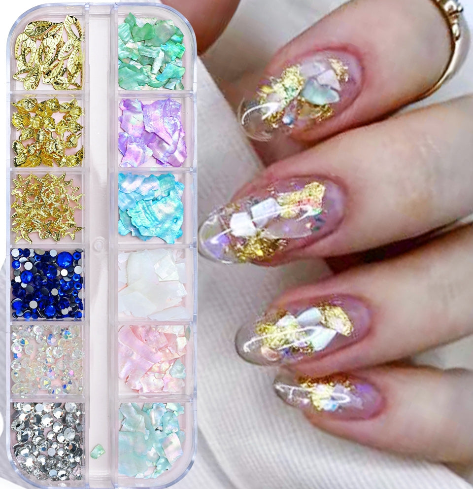 12 Grid Nail Stone Box Nail Art Rhinestone Mask Queen Nepal