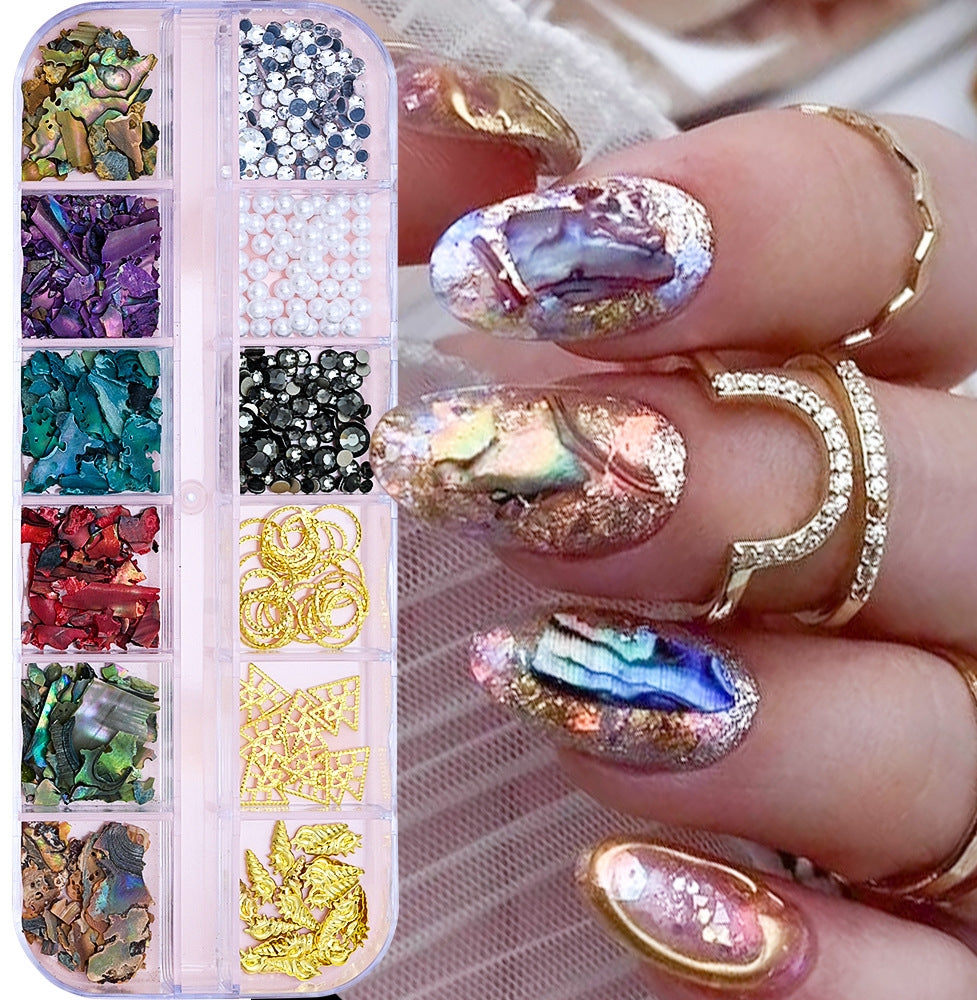 12 Grid Nail Stone Box Nail Art Rhinestone Mask Queen Nepal