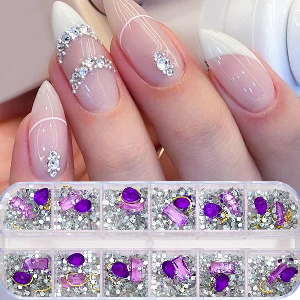 12 Grid Nail Stone Box Nail Art Rhinestone Mask Queen Nepal