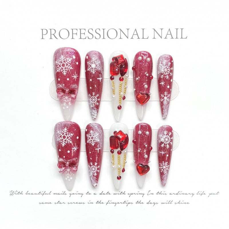 Press On Nail Long Nails Christmas Design 10Pcs Mask Queen Nepal