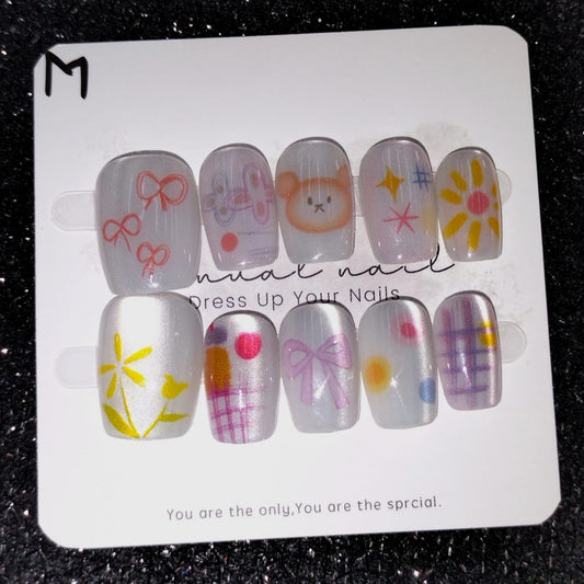 Z018 Press On Nails Square Coffin Shape Easy Beauty Nepal