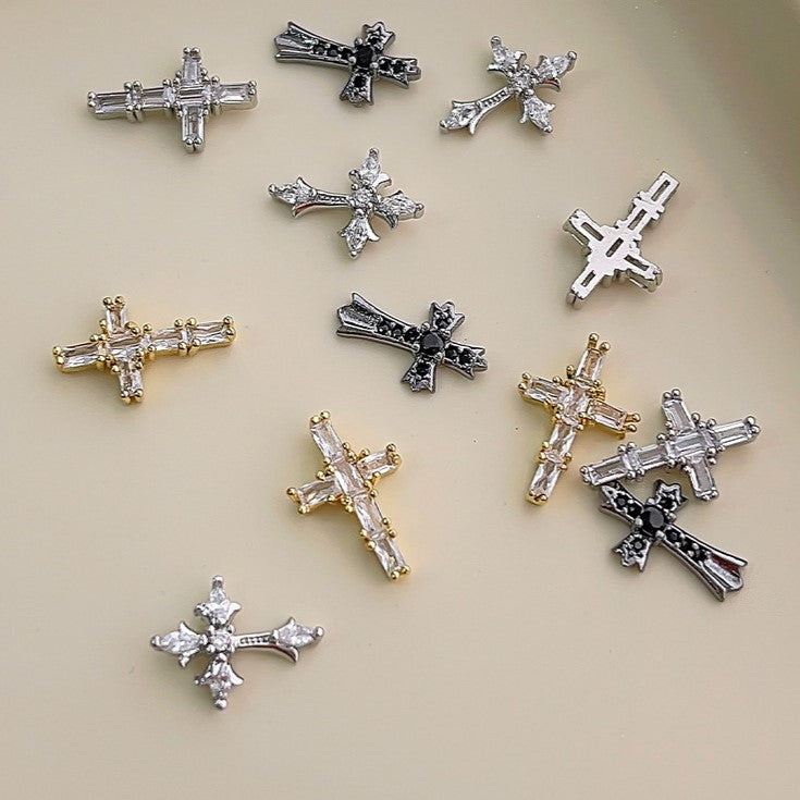 Zircon Metallic Cross Charm Nail Art Accessories Mask Queen Nepal