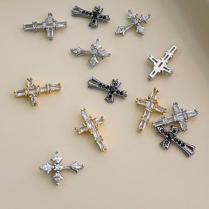 Zircon Metallic Cross Charm Nail Art Accessories Mask Queen Nepal