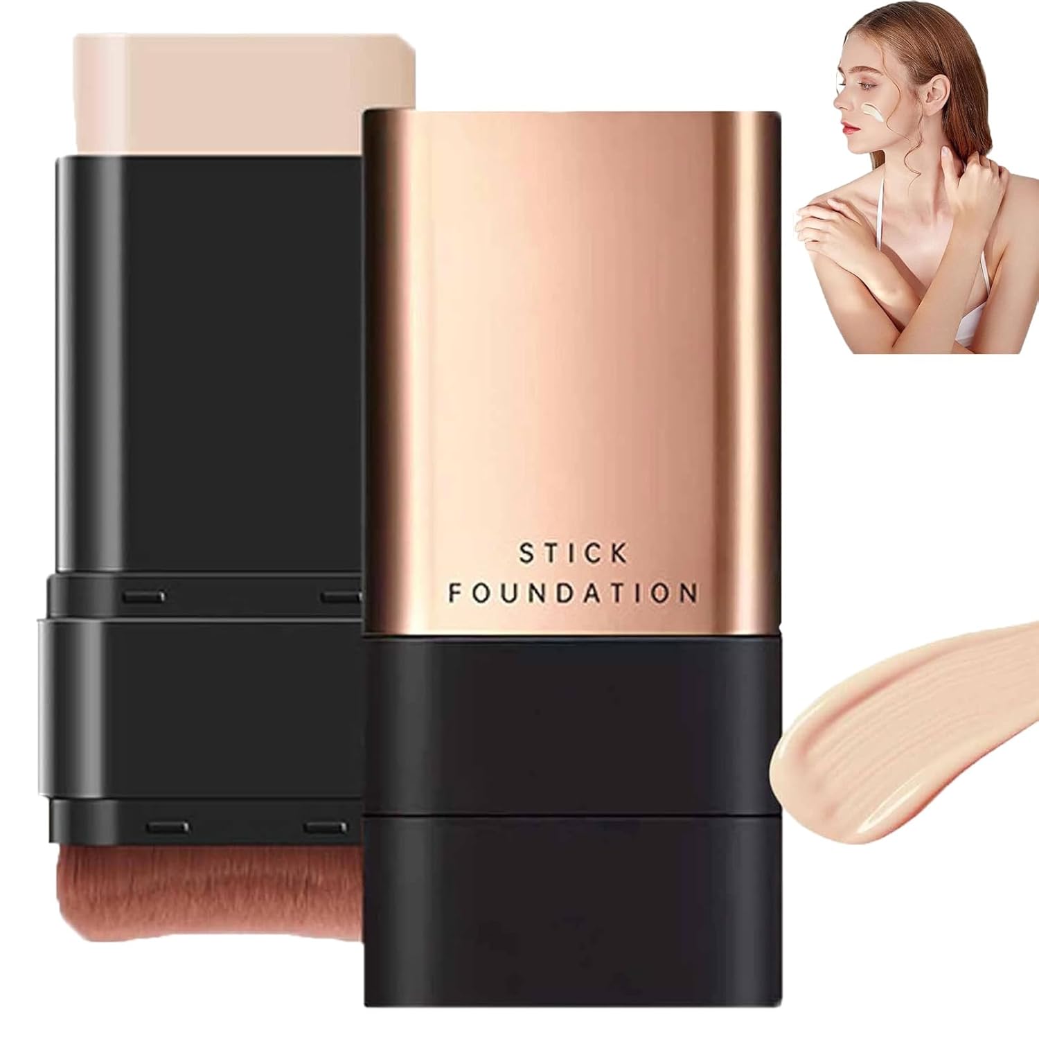 Phantom Bear 2 In 1 Luxury Anti-Wrinkle Foundation Stick With Brush Easy Beauty Nepal