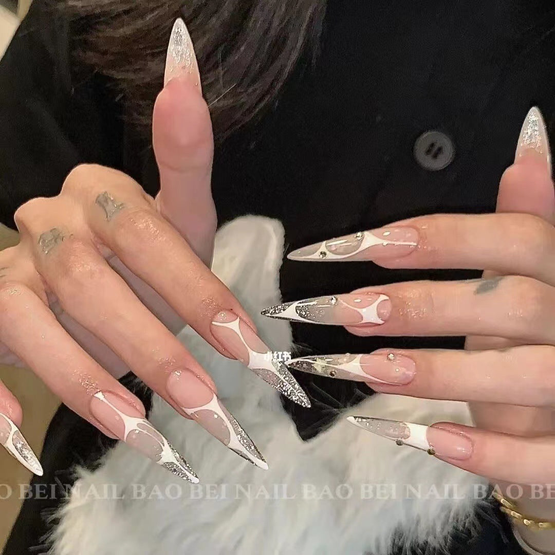 Press On Nail Long Nails Stiletto Shape 10Pcs Mask Queen Nepal