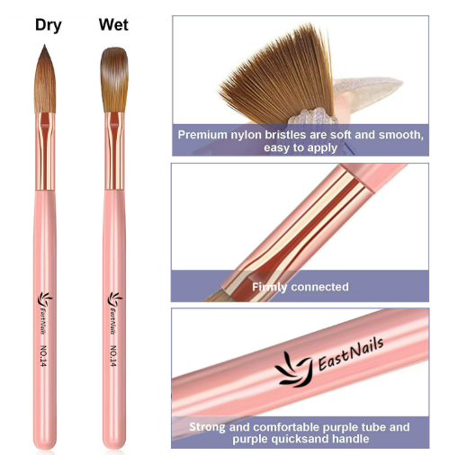 3Pcs Natural Bristles & Light Sturdy Crystal Body Nail Art Acrylic Brush Set Mask Queen Nepal