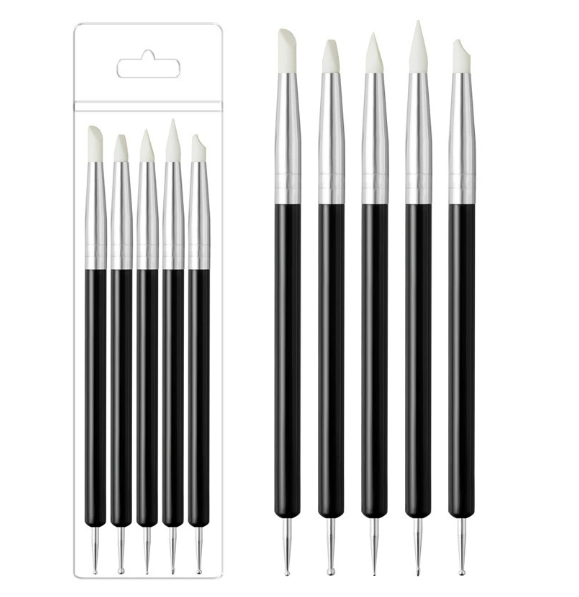 Generic 5Pcs Flexible Silicone Brush Nail Tools For 3D Gel Set Mask Queen Nepal