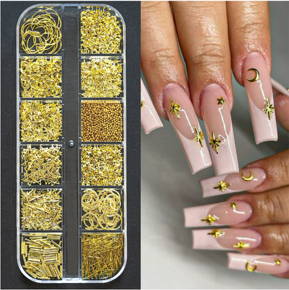 PH 12 Grid Nail Stone Box Nail Art Rhinestone Mask Queen Nepal