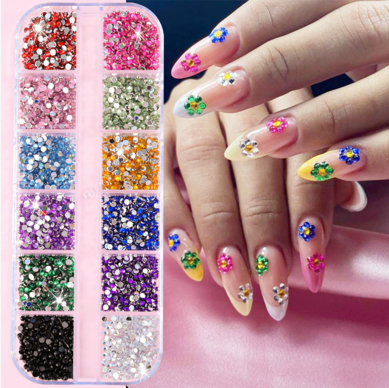 PH 12 Grid Nail Stone Box Nail Art Rhinestone Mask Queen Nepal