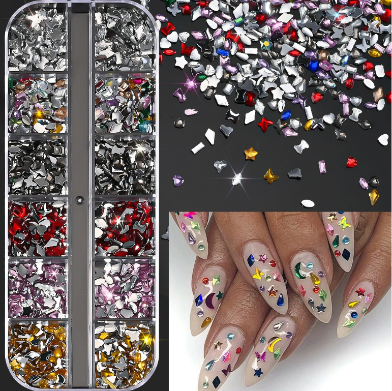 PH-209 12 Grid Nail Stone Box Nail Art Rhinestone Mask Queen Nepal