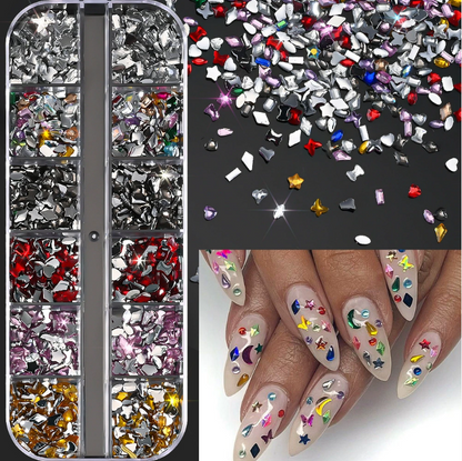 PH-209 12 Grid Nail Stone Box Nail Art Rhinestone Mask Queen Nepal