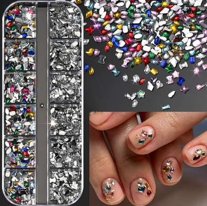 PH-209 12 Grid Nail Stone Box Nail Art Rhinestone Mask Queen Nepal