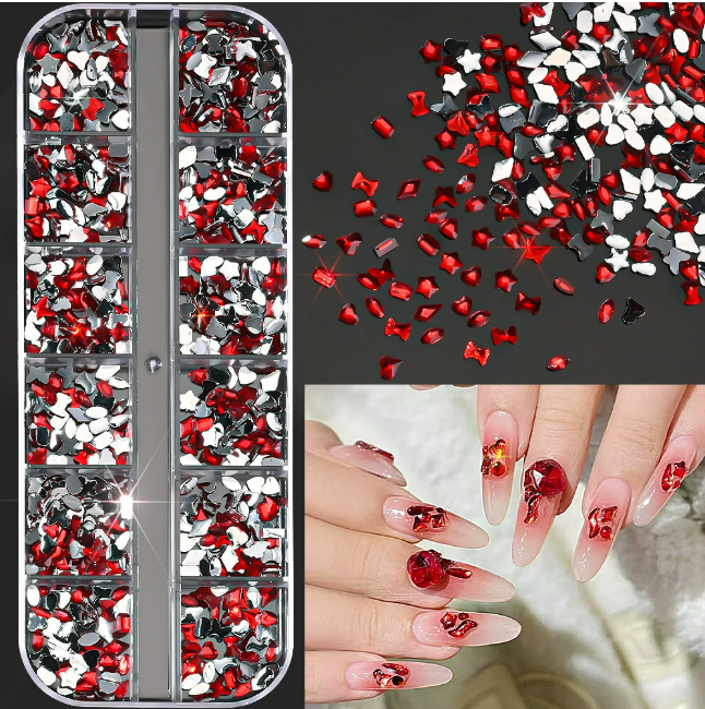 PH-209 12 Grid Nail Stone Box Nail Art Rhinestone Mask Queen Nepal