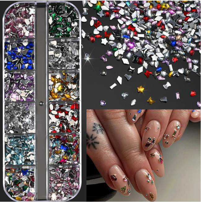 PH-209 12 Grid Nail Stone Box Nail Art Rhinestone Mask Queen Nepal