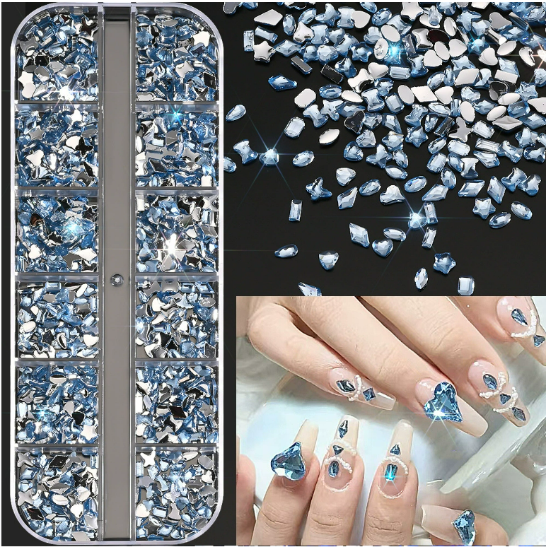 PH-209 12 Grid Nail Stone Box Nail Art Rhinestone Mask Queen Nepal