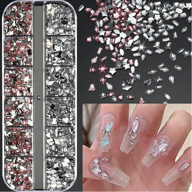 PH-209 12 Grid Nail Stone Box Nail Art Rhinestone Mask Queen Nepal