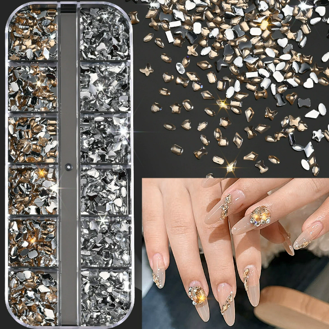 PH-209 12 Grid Nail Stone Box Nail Art Rhinestone Mask Queen Nepal