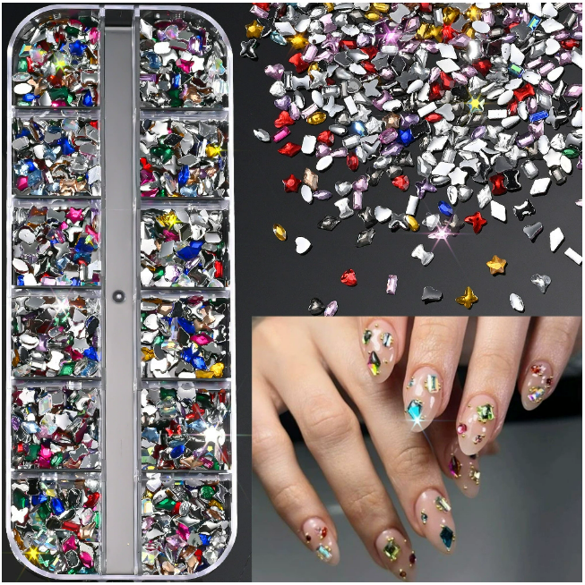 PH-209 12 Grid Nail Stone Box Nail Art Rhinestone Mask Queen Nepal