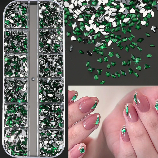 PH-209 12 Grid Nail Stone Box Nail Art Rhinestone Mask Queen Nepal