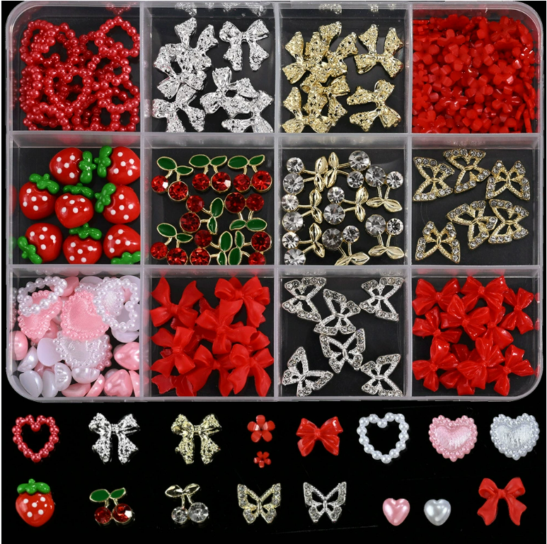 ZB 12 Grid Nail Stone Box Nail Art Rhinestone Mask Queen Nepal