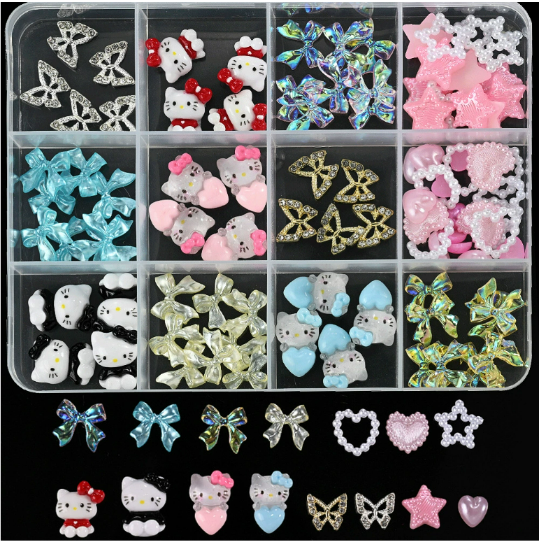 ZB 12 Grid Nail Stone Box Nail Art Rhinestone Mask Queen Nepal