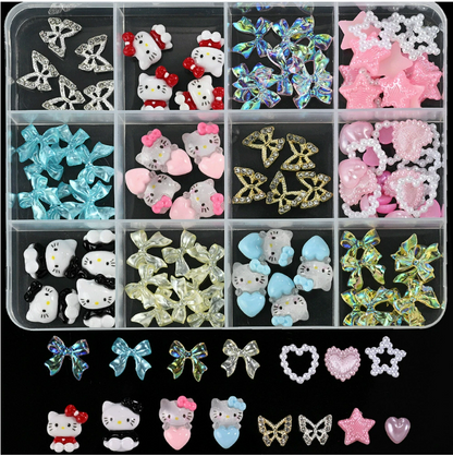 ZB 12 Grid Nail Stone Box Nail Art Rhinestone Mask Queen Nepal