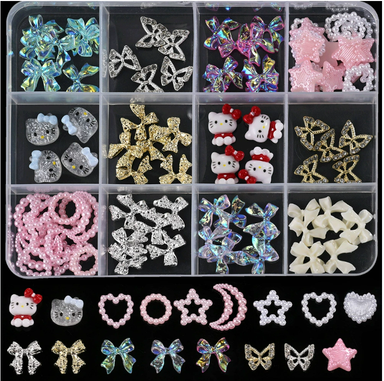 ZB 12 Grid Nail Stone Box Nail Art Rhinestone Mask Queen Nepal