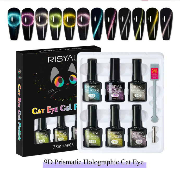 RISYAL 5 Color Cat Eye Gel  Set 7.3ml*6 Mask Queen Nepal