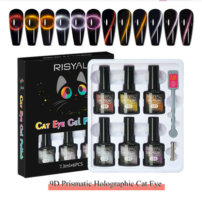 RISYAL 5 Color Cat Eye Gel  Set 7.3ml*6 Mask Queen Nepal