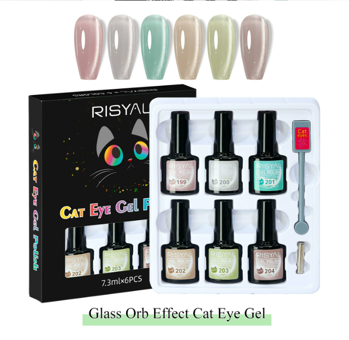 RISYAL 5 Color Cat Eye Gel  Set 7.3ml*6 Mask Queen Nepal