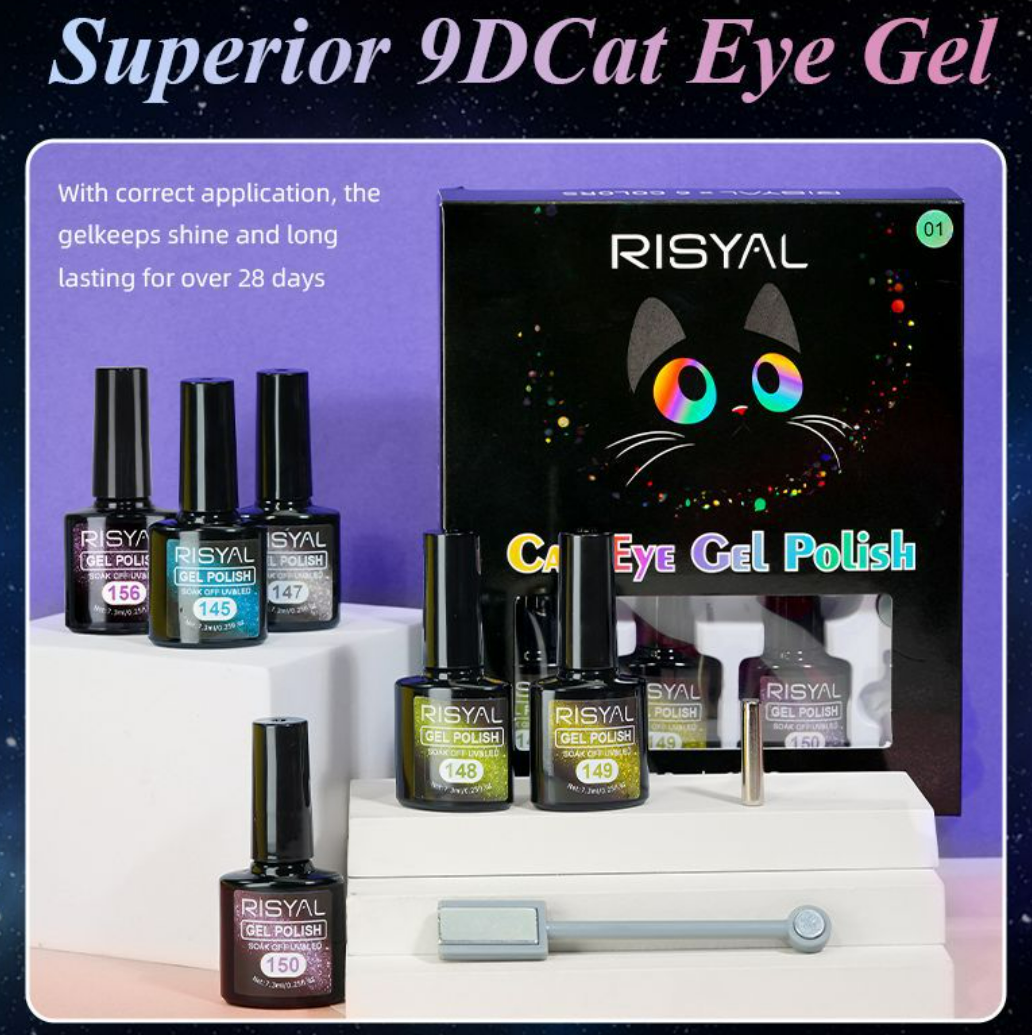 RISYAL 5 Color Cat Eye Gel  Set 7.3ml*6 Mask Queen Nepal