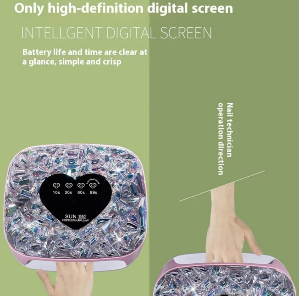 S50 Rechargeable UV LED Nail Lamp Diamond Heart Shape 108W Mask Queen Nepal