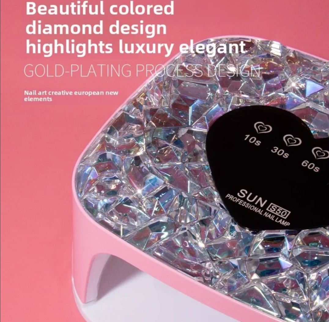 S50 Rechargeable UV LED Nail Lamp Diamond Heart Shape 108W Mask Queen Nepal