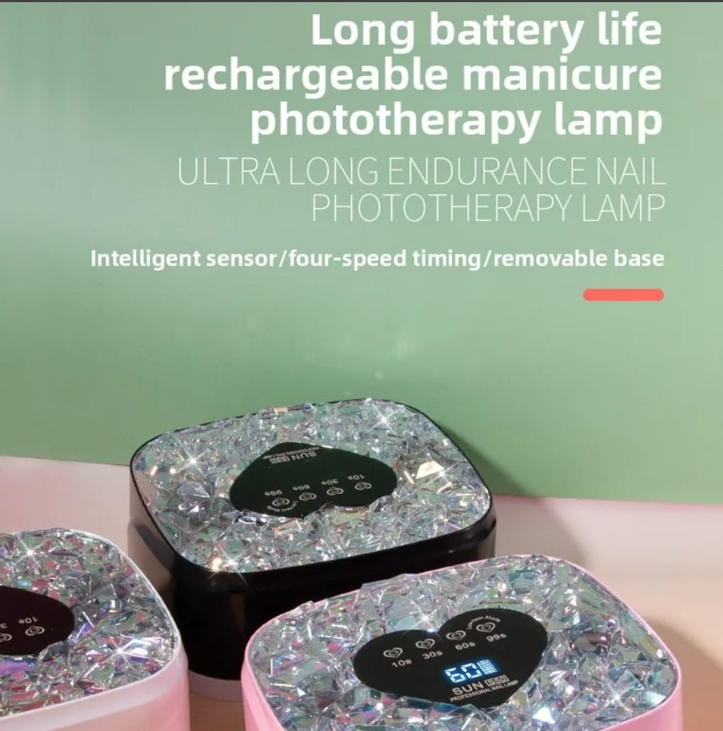 S50 Rechargeable UV LED Nail Lamp Diamond Heart Shape 108W Mask Queen Nepal