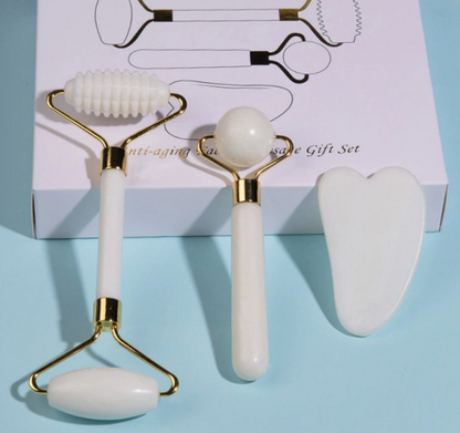 Real Jade Facial Roller Set 3pcs Jade Stone Roller Massager Mask Queen Nepal