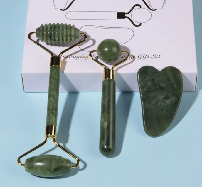 Real Jade Facial Roller Set 3pcs Jade Stone Roller Massager Mask Queen Nepal