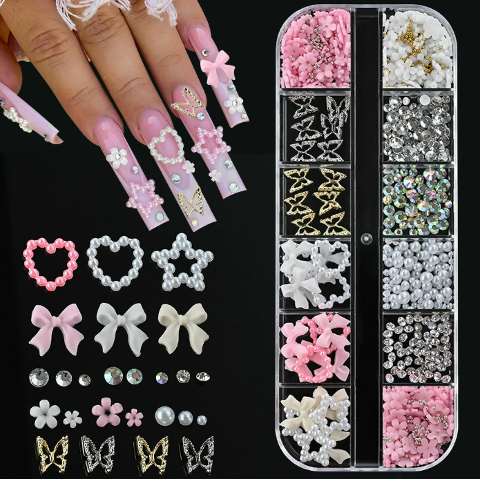 PH288/12 Grid Nail Stone Box Nail Art Rhinestone Mask Queen Nepal