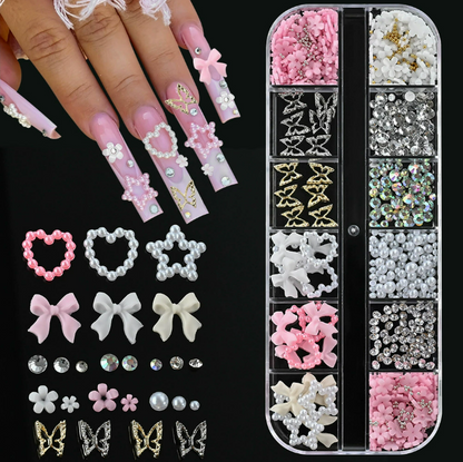 PH288/12 Grid Nail Stone Box Nail Art Rhinestone Mask Queen Nepal