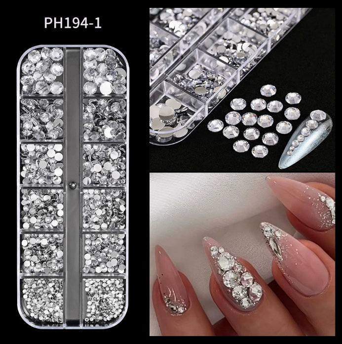 PH140/12 Grid Nail Stone Box Nail Art Rhinestone Mask Queen Nepal