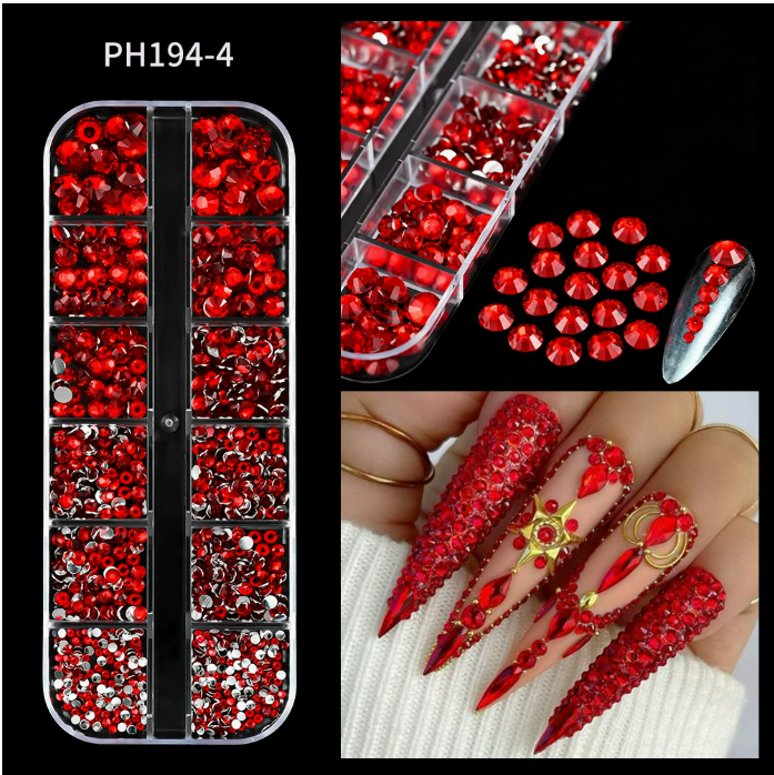 PH140/12 Grid Nail Stone Box Nail Art Rhinestone Mask Queen Nepal