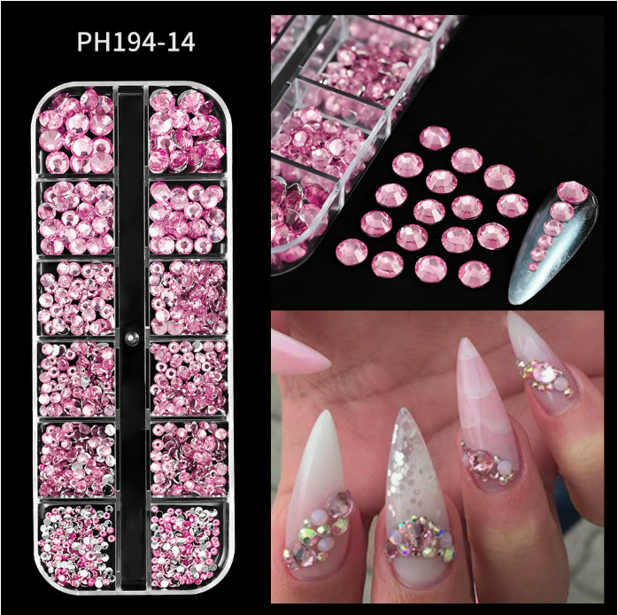 PH140/12 Grid Nail Stone Box Nail Art Rhinestone Mask Queen Nepal